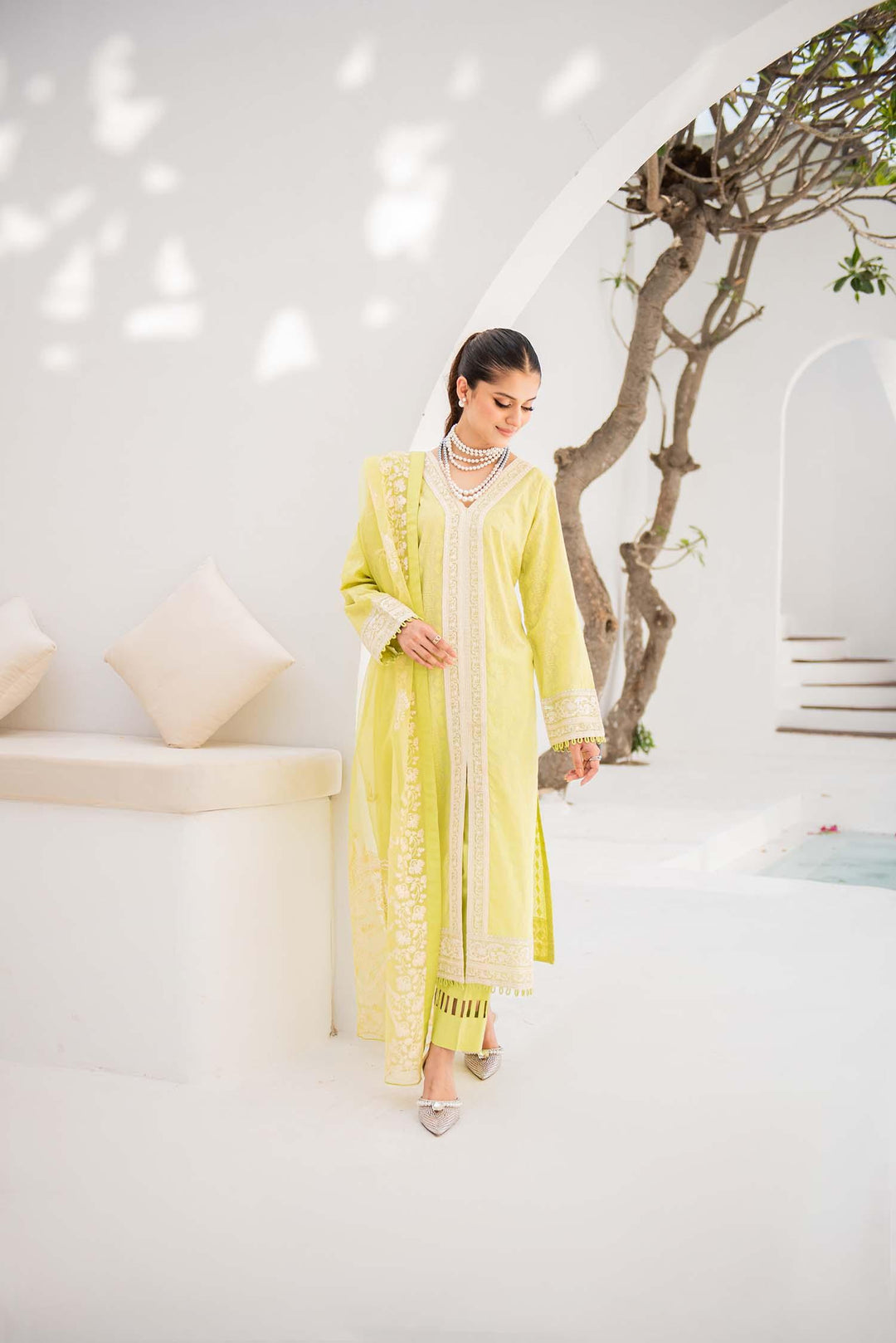 Nuriyaa - Chameli - chikankari - Lime Green - 3 Piece - Studio by TCS