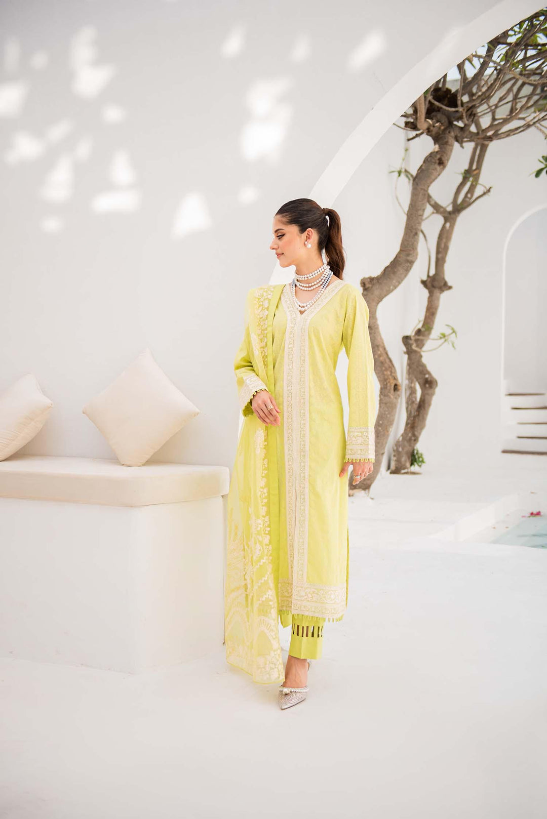 Nuriyaa - Chameli - chikankari - Lime Green - 3 Piece - Studio by TCS