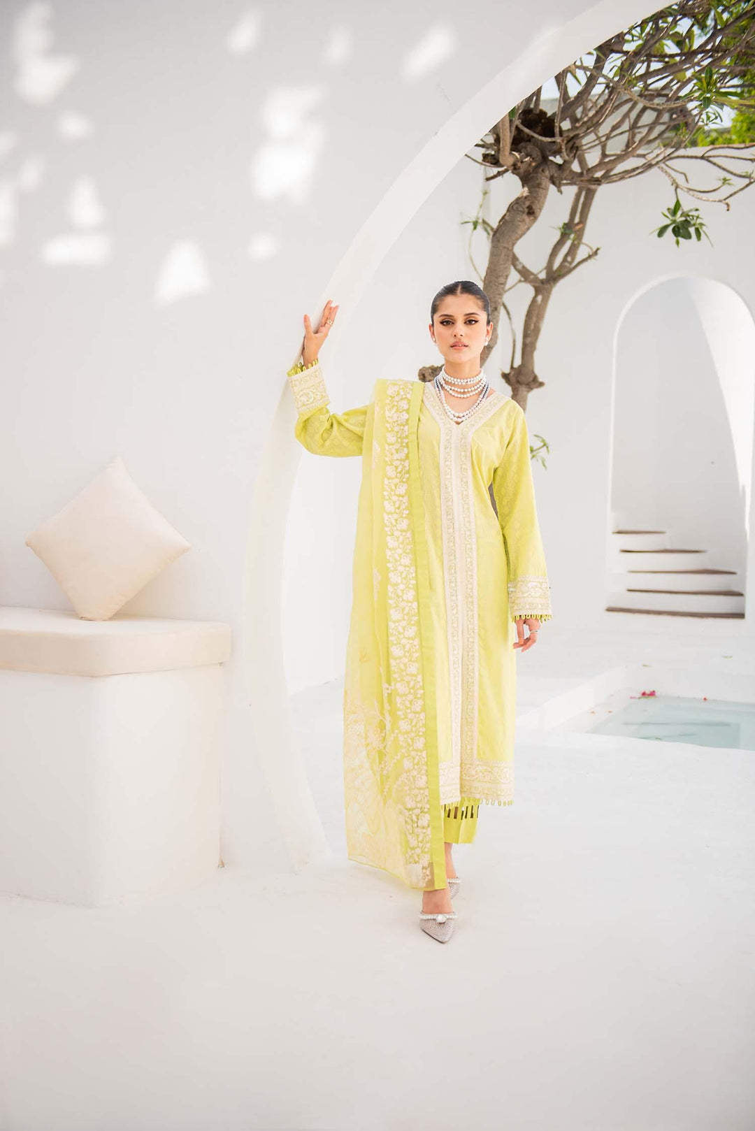 Nuriyaa - Chameli - chikankari - Lime Green - 3 Piece - Studio by TCS