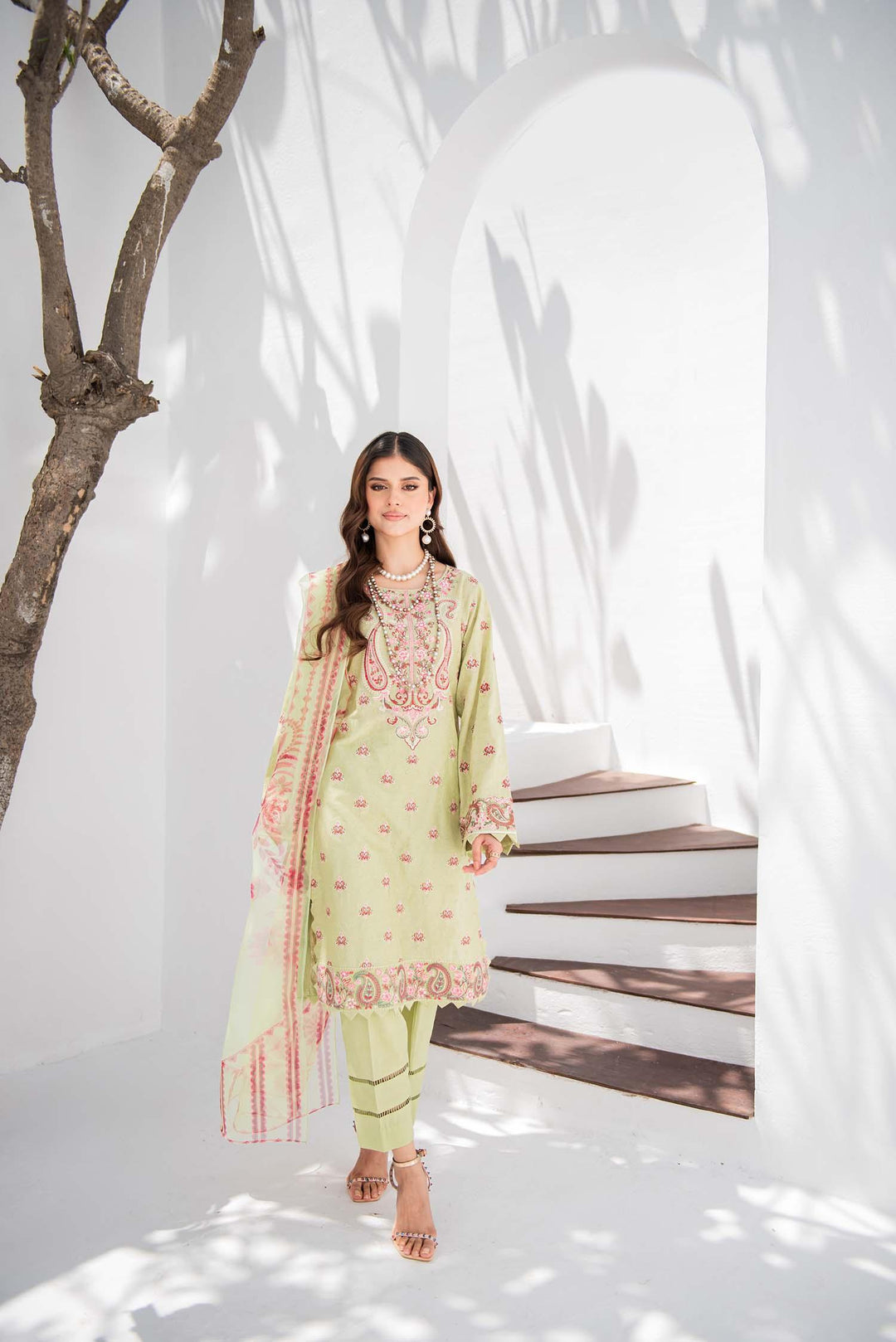 Nuriyaa - Sehar - chikankari - Olive Green - 3 Piece - Studio by TCS
