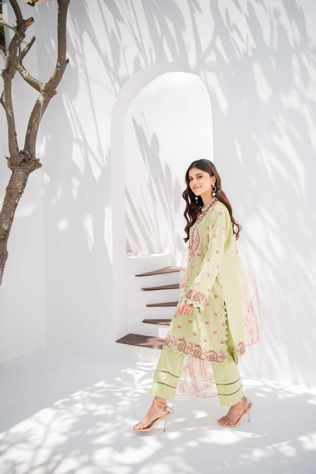 Nuriyaa - Sehar - chikankari - Olive Green - 3 Piece - Studio by TCS
