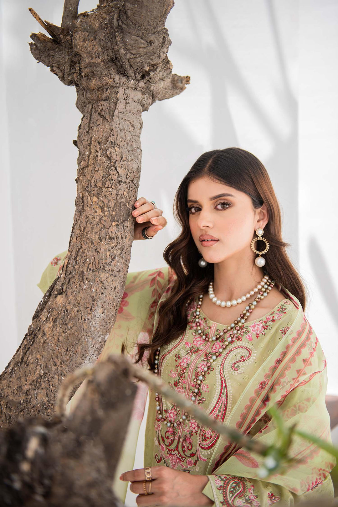 Nuriyaa - Sehar - chikankari - Olive Green - 3 Piece - Studio by TCS