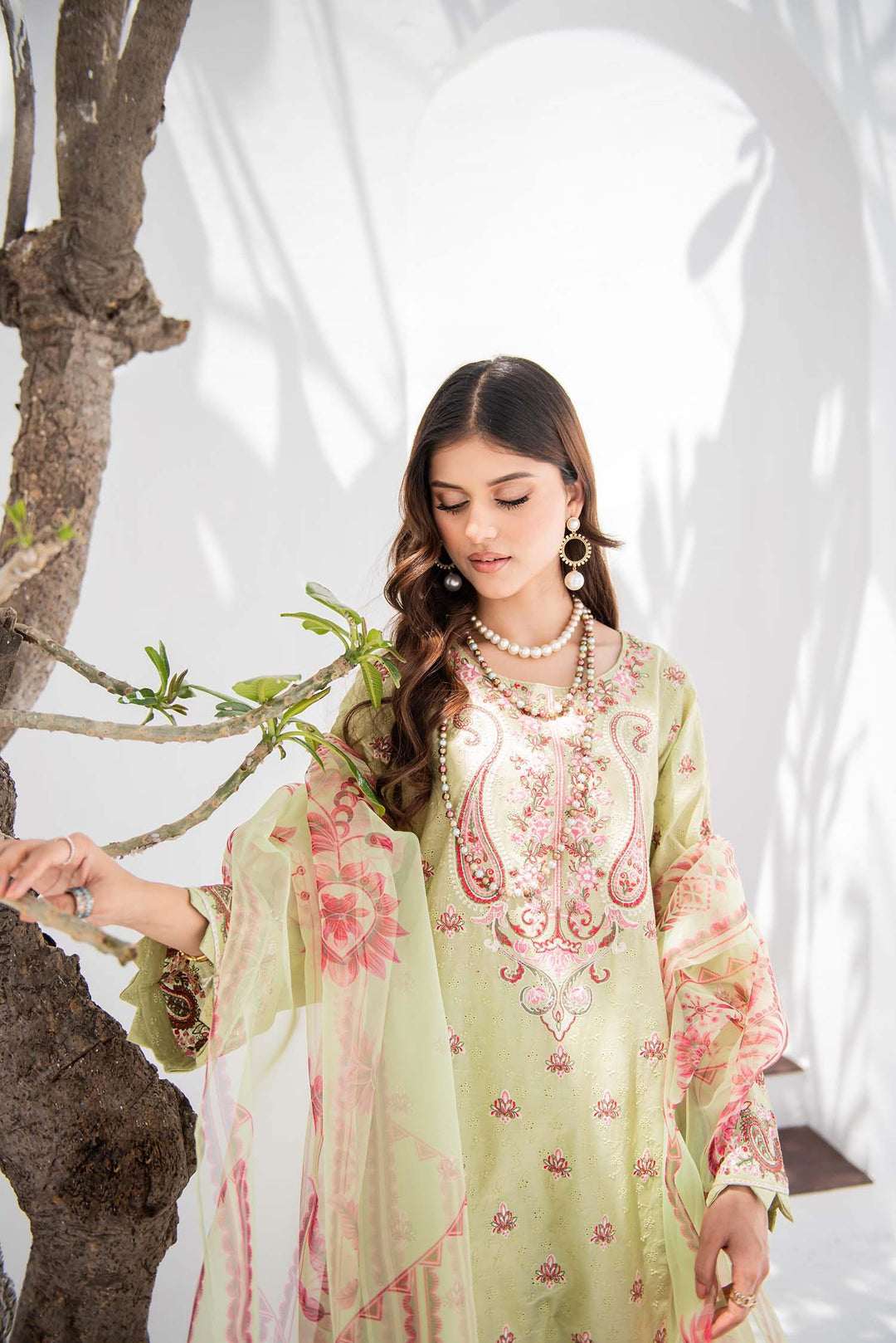 Nuriyaa - Sehar - chikankari - Olive Green - 3 Piece - Studio by TCS