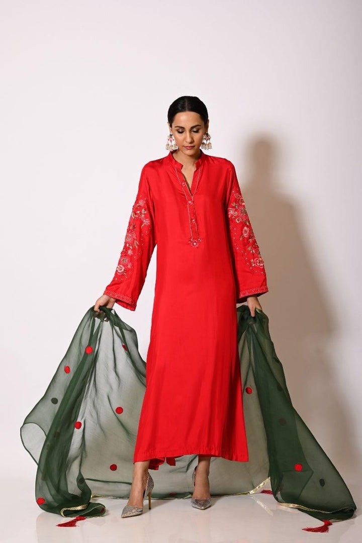 Insia Sohail - Gulab - Red - Emboridered Silk - 3 Piece - Studio by TCS