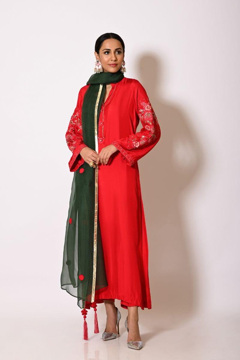 Insia Sohail - Gulab - Red - Emboridered Silk - 3 Piece - Studio by TCS