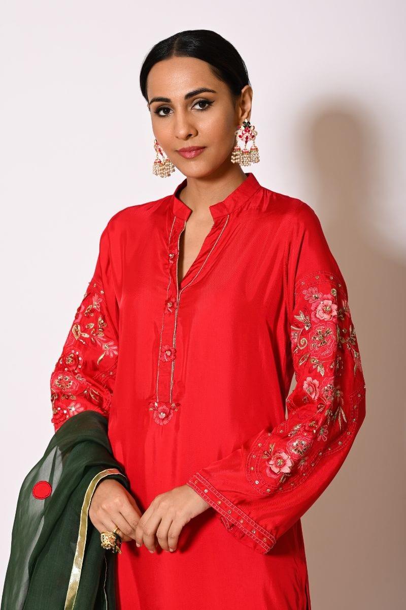 Insia Sohail - Gulab - Red - Emboridered Silk - 3 Piece - Studio by TCS