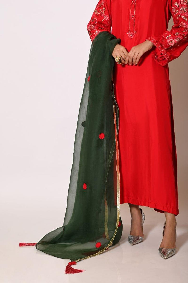 Insia Sohail - Gulab - Red - Emboridered Silk - 3 Piece - Studio by TCS