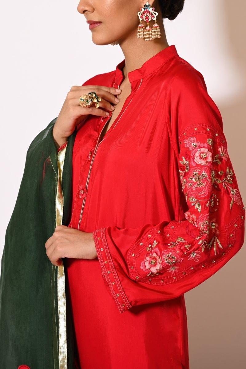 Insia Sohail - Gulab - Red - Emboridered Silk - 3 Piece - Studio by TCS