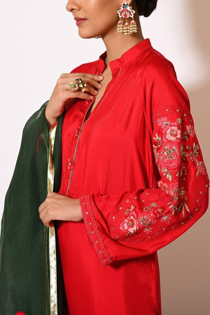 Insia Sohail - Gulab - Red - Emboridered Silk - 3 Piece - Studio by TCS