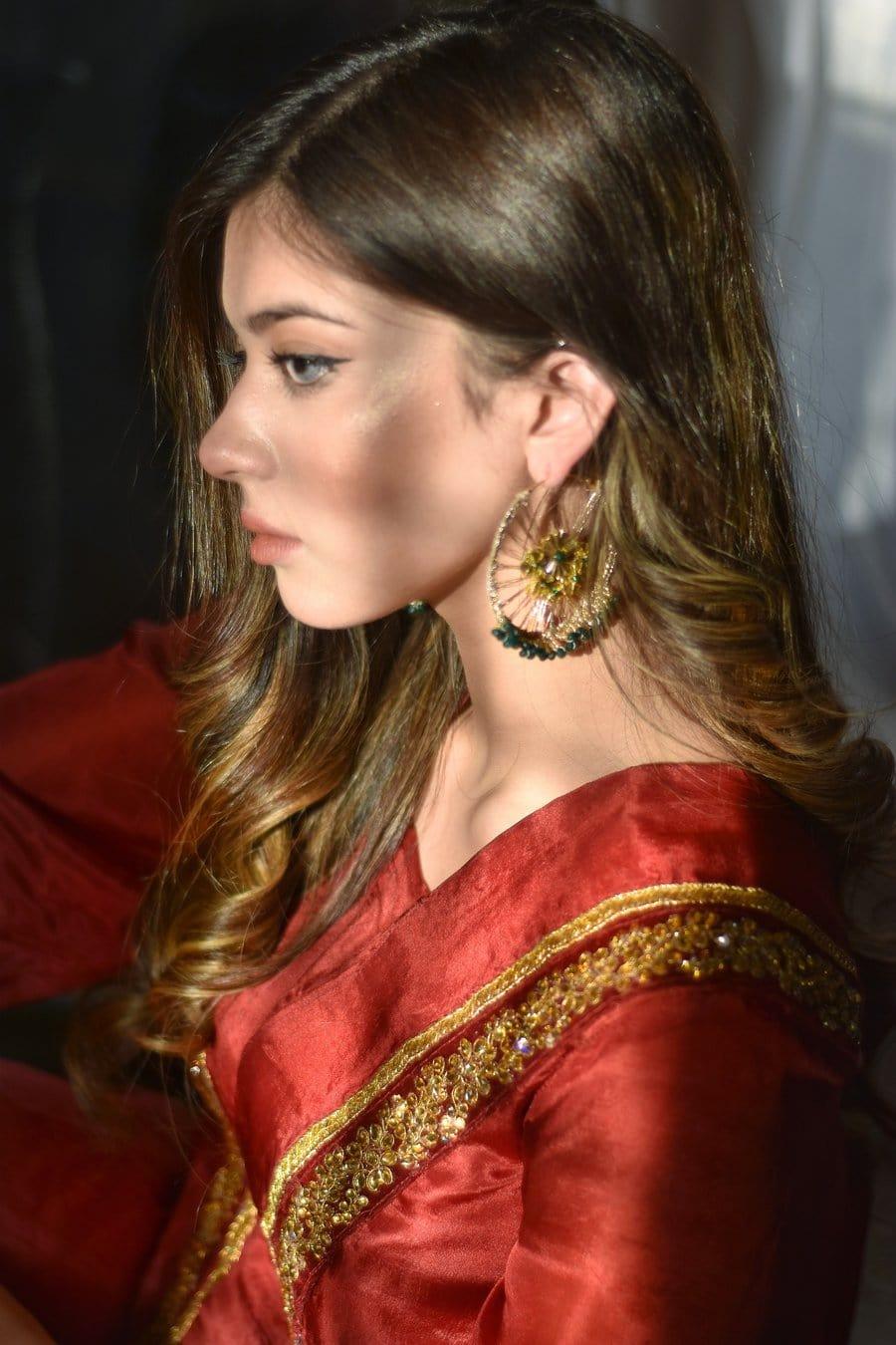 Chapter 13 Green Phool Jaal Baali Earrings – Studio by TCS