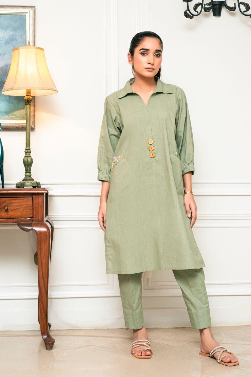 Yasmin Zaman - P-292 - Sage Green - 2 Piece - Studio by TCS
