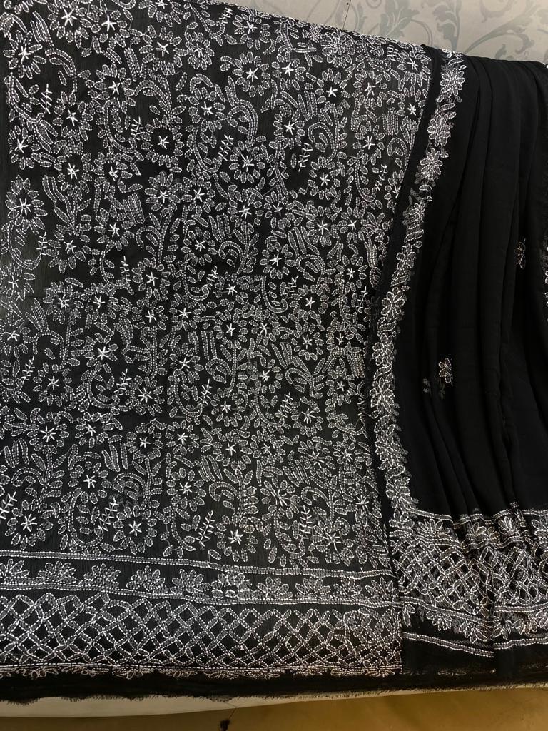 Designs By Amina - Chiffon Handwork Chikankari 2 Pc - 7