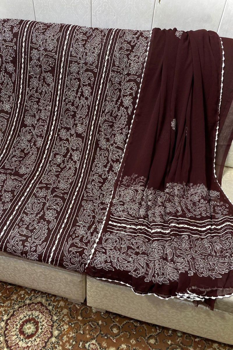 Designs By Amina - Chikankari Chiffon Tarkashi Work 2 Pc - 13