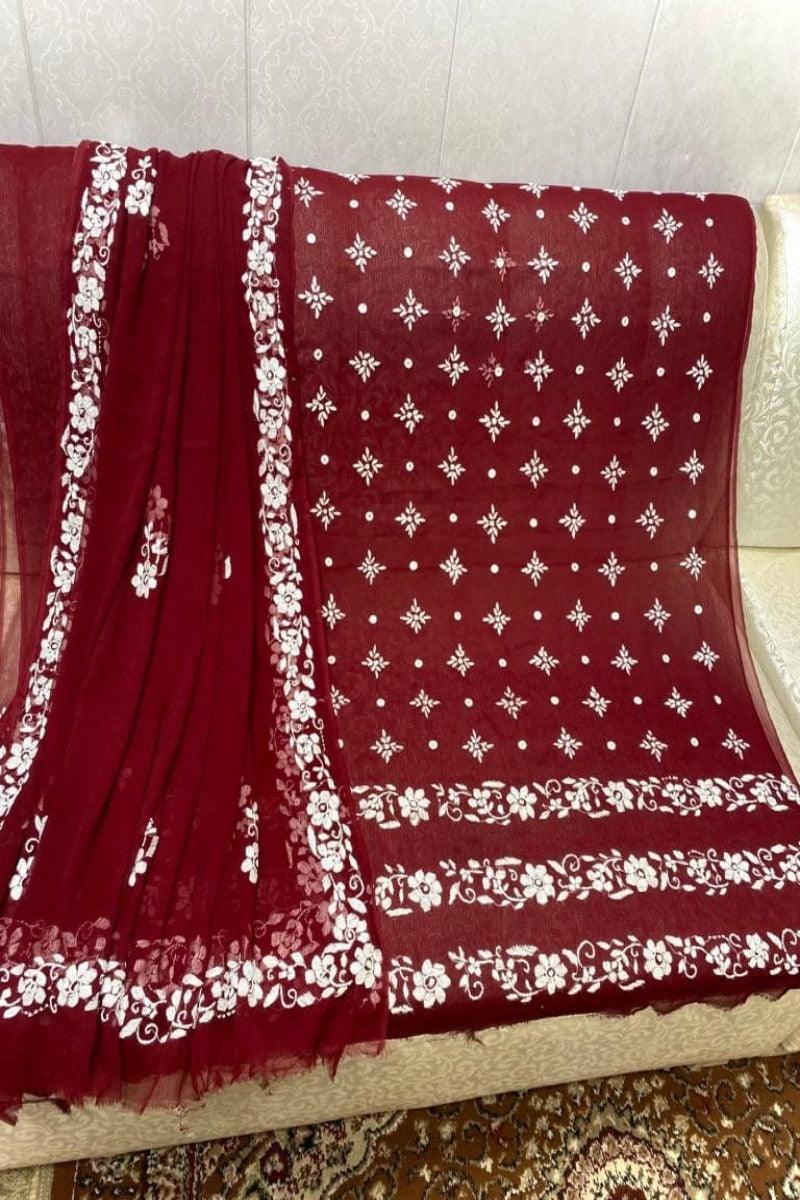 Designs By Amina - Hand Embroidered Bamber Chiffon 2 piece - 9