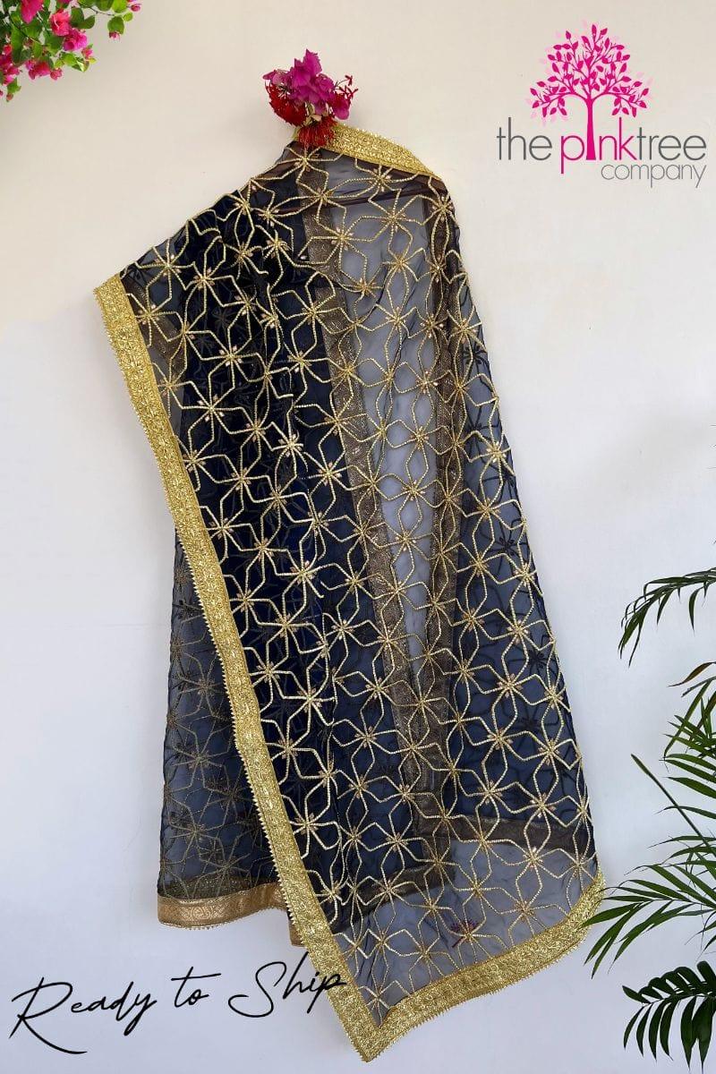 Pinktree - Blue Organza Dupatta Intricately Worked - Studio by TCS