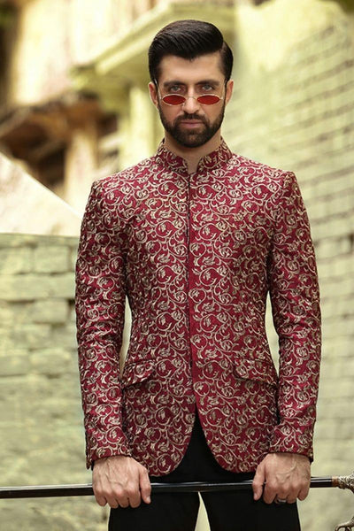 GEM Garments - The Red Gem - Prince Coat - Red - 1 Piece - Indian Silk - Studio by TCS