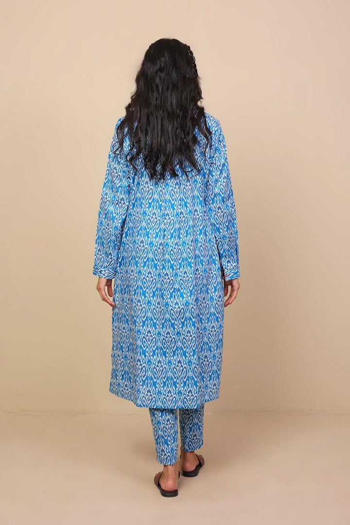 Generation - 2-Piece Block Printed Saga Asmani - Blue - Voile