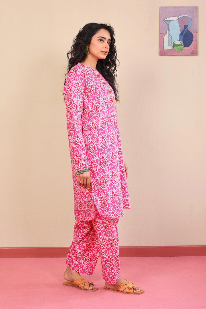 Generation - 2-Piece Block Printed Saga Set - Pink - Voile