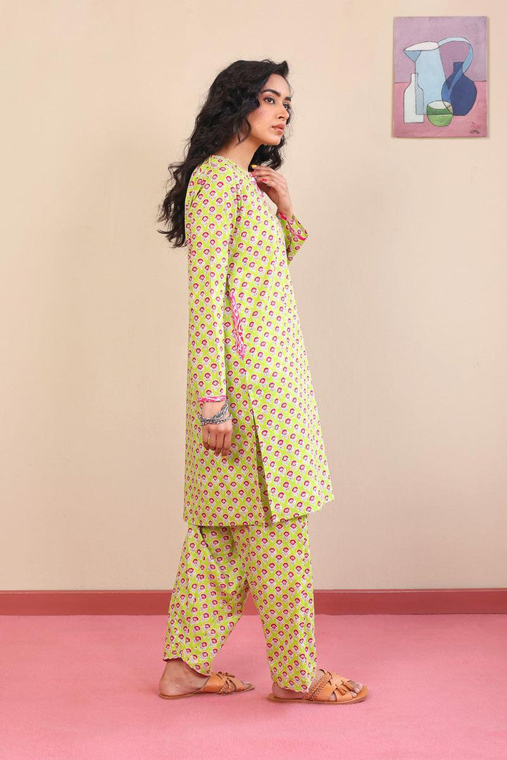 Generation - 2-Piece Block Printed Saga Super Set - Green - Voile