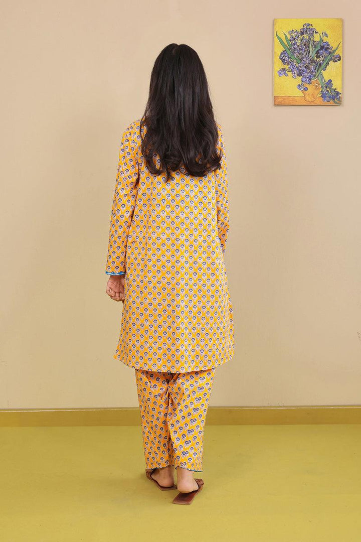 Generation - 2-Piece Block Printed Saga Super Set - Mango Yellow - Voile