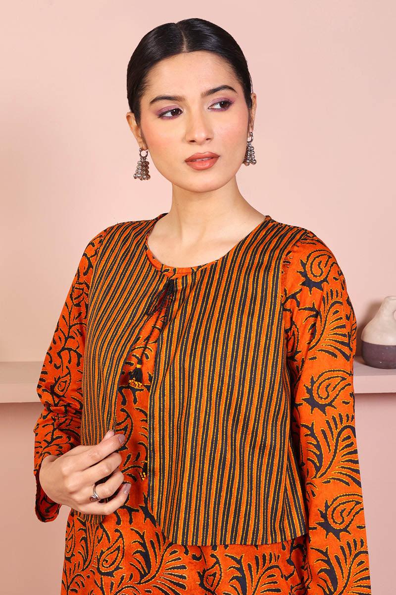 Generation - 2-Piece Sujani Koti Set - Orange - Voile