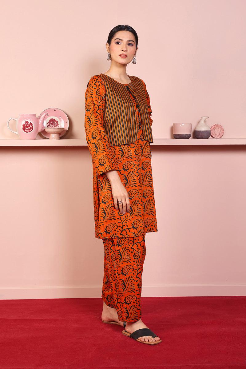 Generation - 2-Piece Sujani Koti Set - Orange - Voile