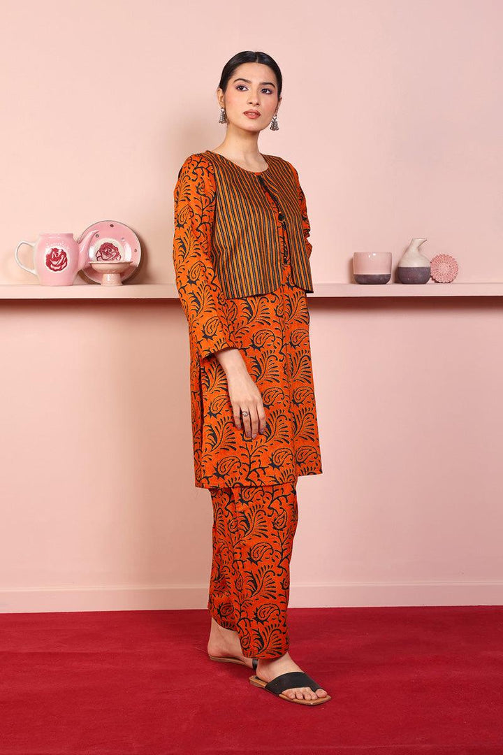 Generation - 2-Piece Sujani Koti Set - Orange - Voile