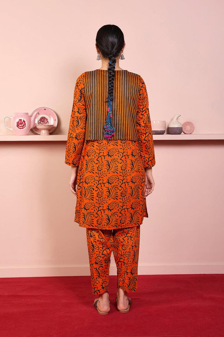 Generation - 2-Piece Sujani Koti Set - Orange - Voile