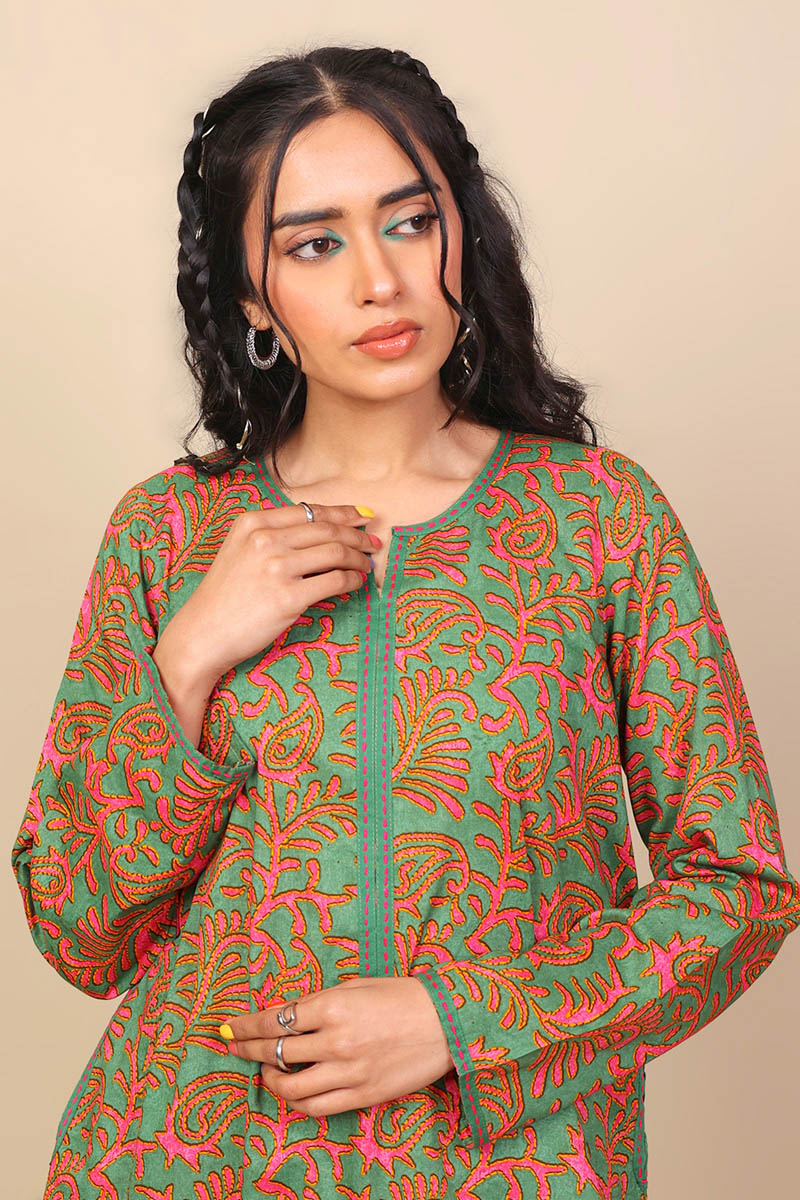 Generation - 2-Piece Sujani Set - Green - Voile