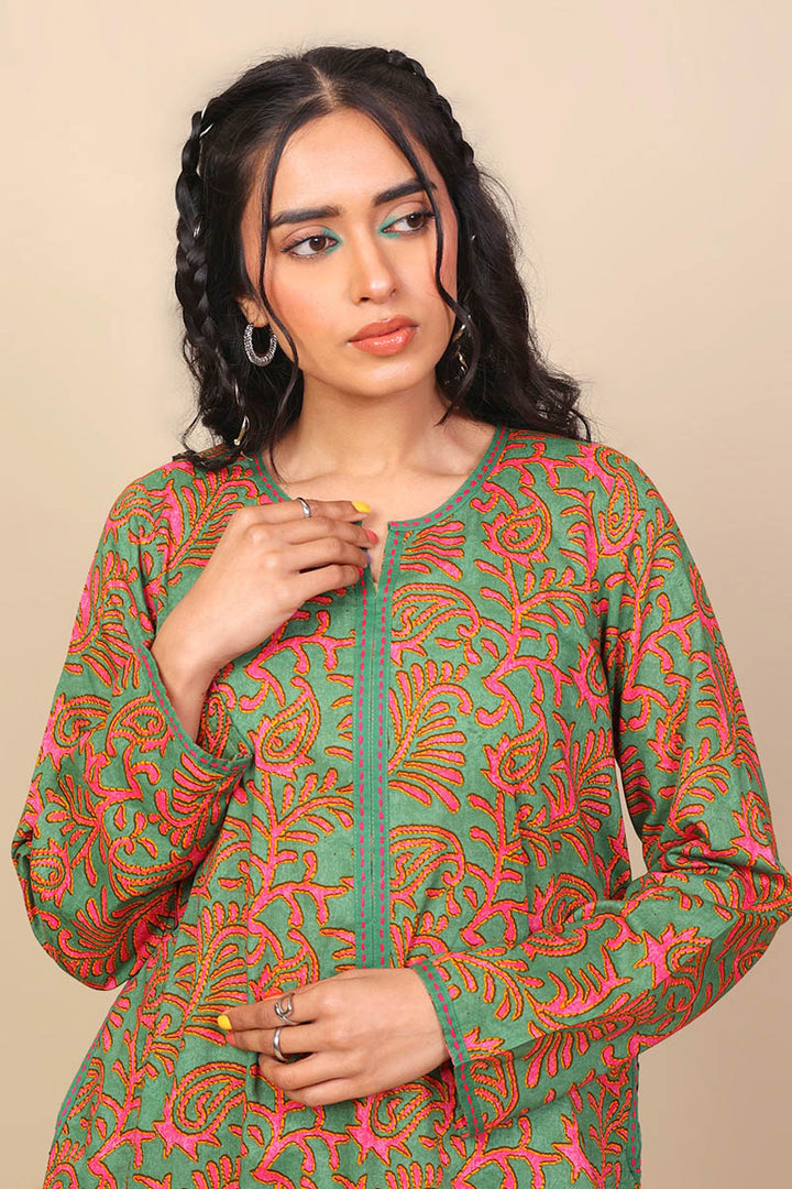Generation - 2-Piece Sujani Set - Green - Voile