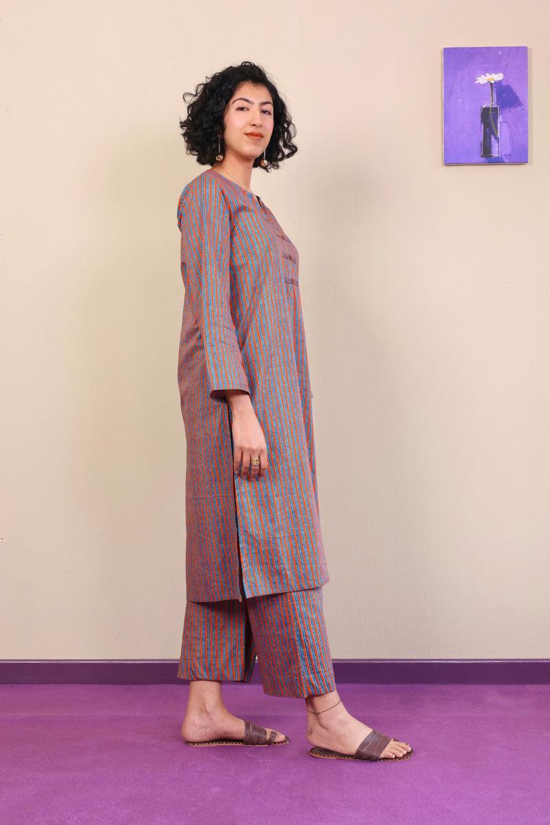 Generation - 2-Piece Sujani Stripped Set - Blue - Voile