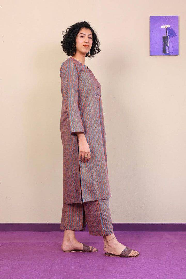 Generation - 2-Piece Sujani Stripped Set - Blue - Voile