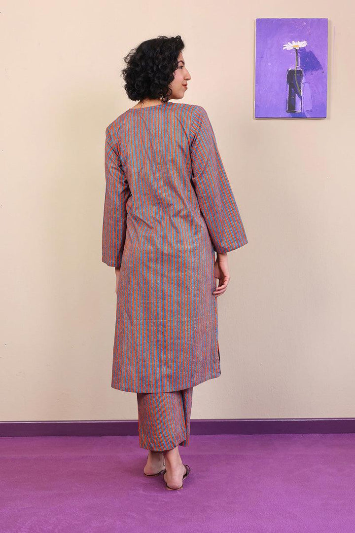 Generation - 2-Piece Sujani Stripped Set - Blue - Voile