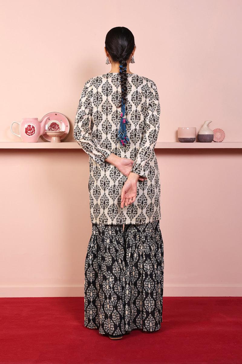 Generation - 2-Piece Thappa Gharara Set - Off White - Voile