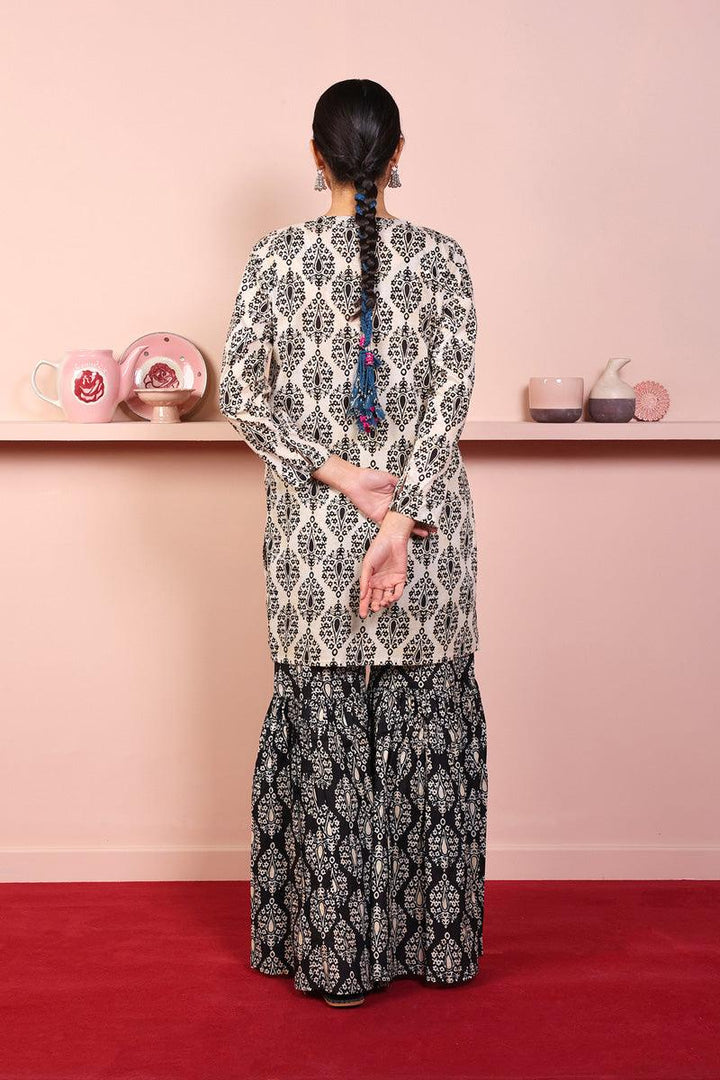 Generation - 2-Piece Thappa Gharara Set - Off White - Voile