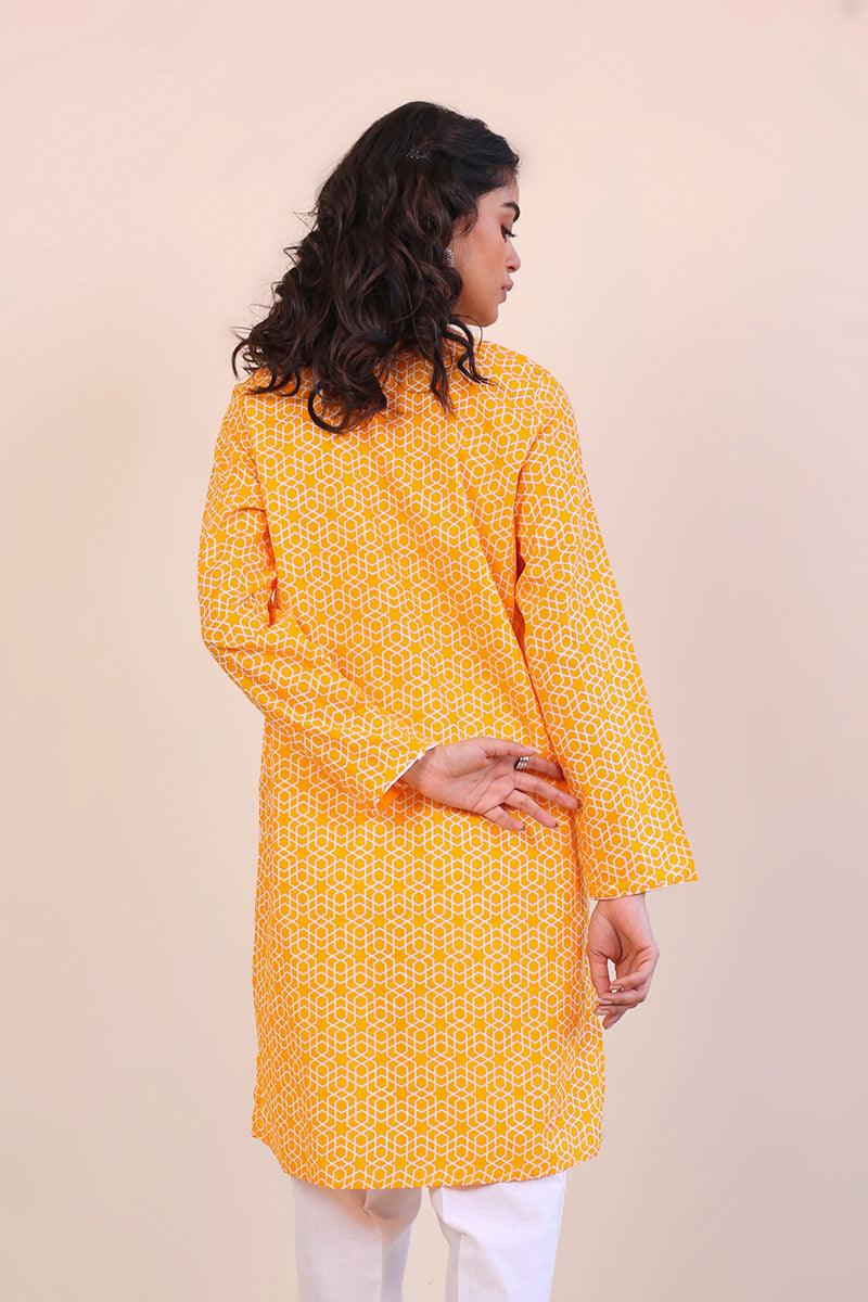 Generation - Geometric Kurta - Yellow - Lawn - 1 Piece