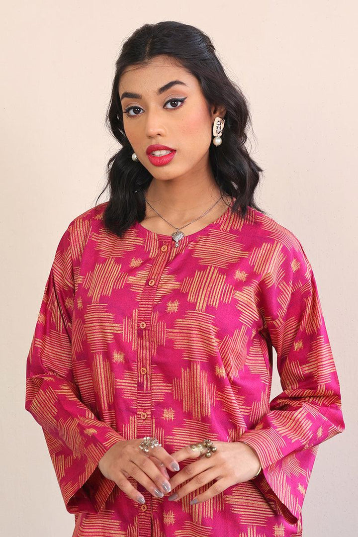 Generation - Ikat Kurta - Pink - Lawn - 1 Piece