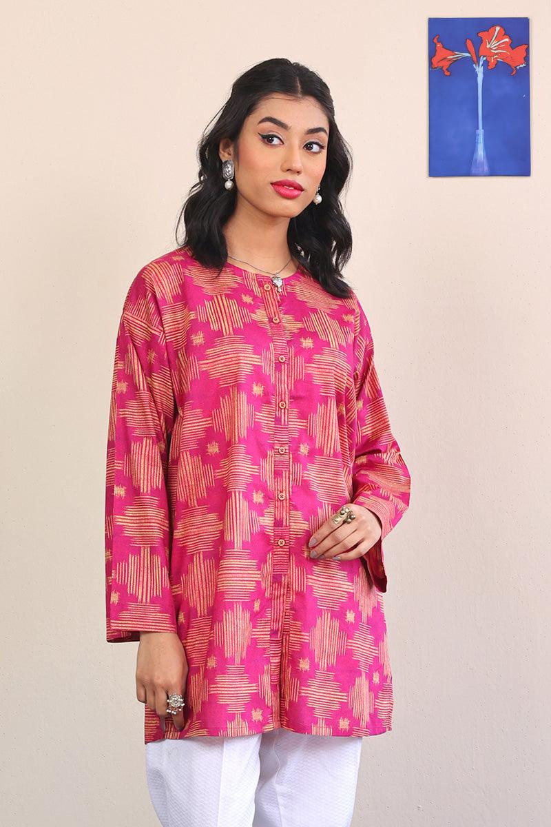 Generation - Ikat Kurta - Pink - Lawn - 1 Piece