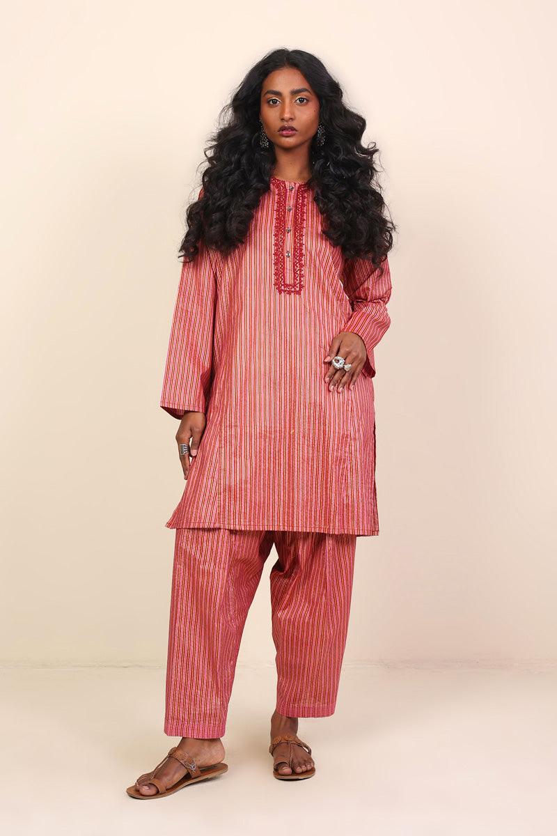 Generation - Sunehri Dori Embroidered Suit - Maroon - 2 Piece