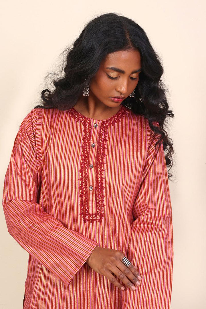 Generation - Sunehri Dori Embroidered Suit - Maroon - 2 Piece