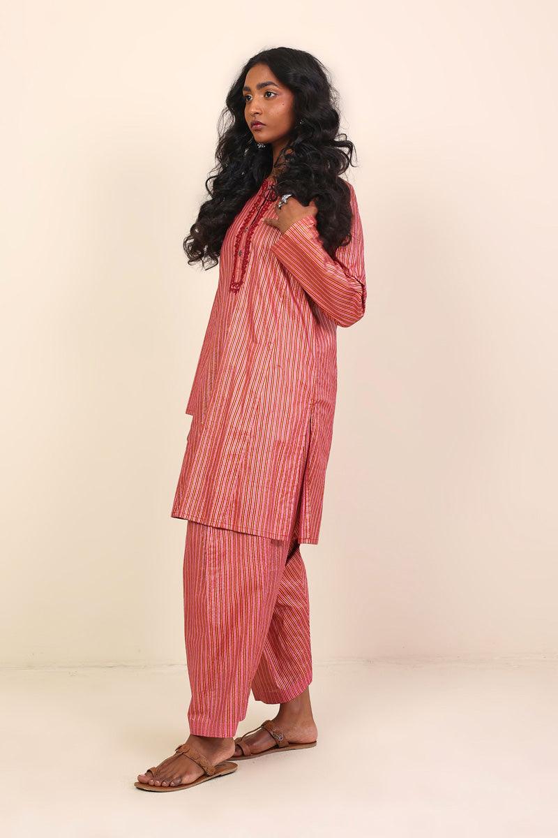 Generation - Sunehri Dori Embroidered Suit - Maroon - 2 Piece