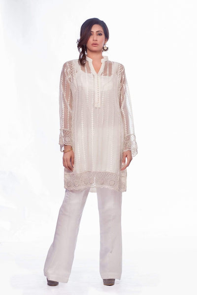 Sadia Aamir - White Royal Stripe