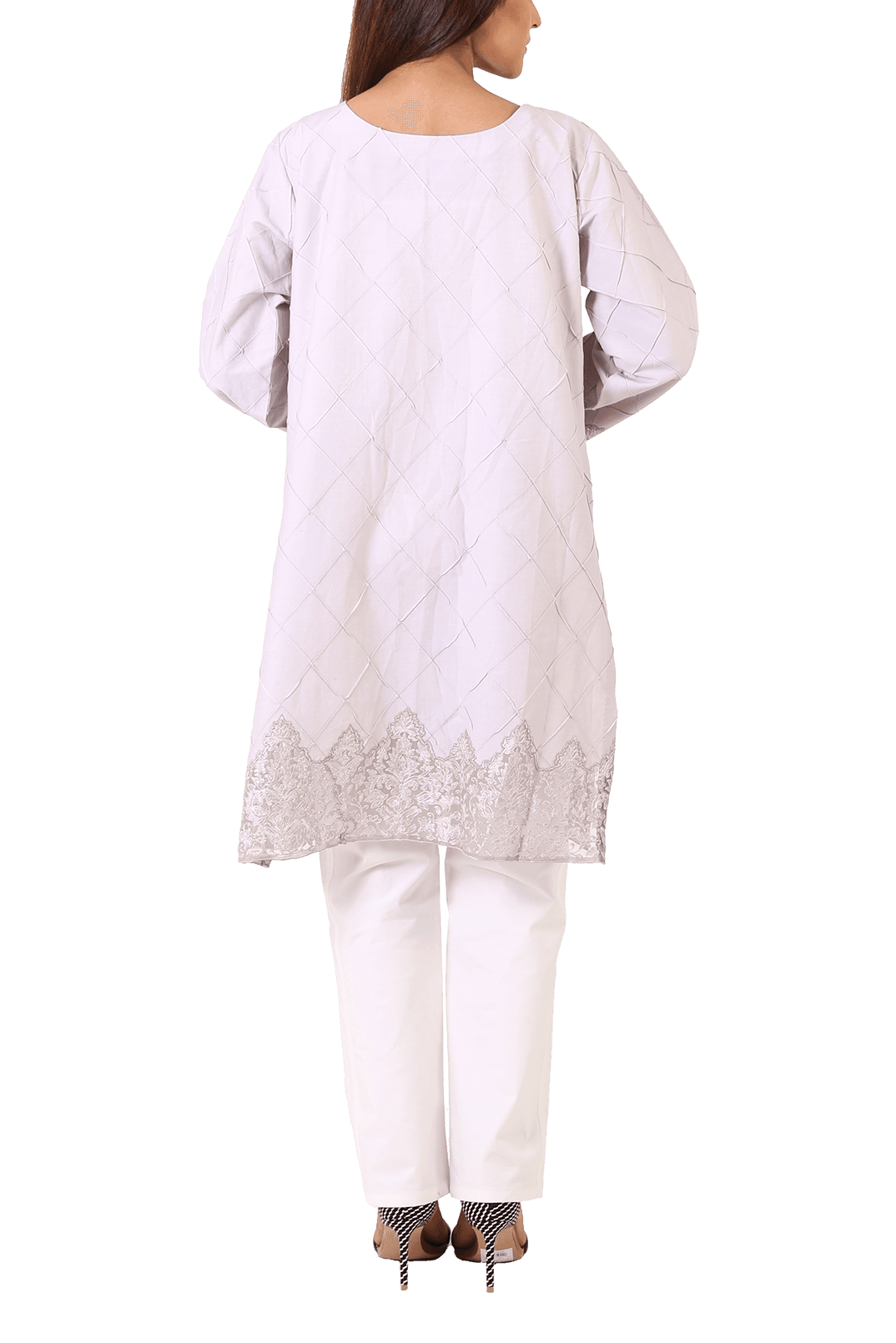 Maheen Ghani Taseer - Purple All Over Embroidered Shirt With 3D Embroidered Flowers