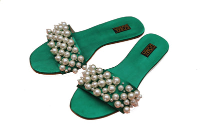 Soma - Bantas Green Hand Crafted Embellished Sandals