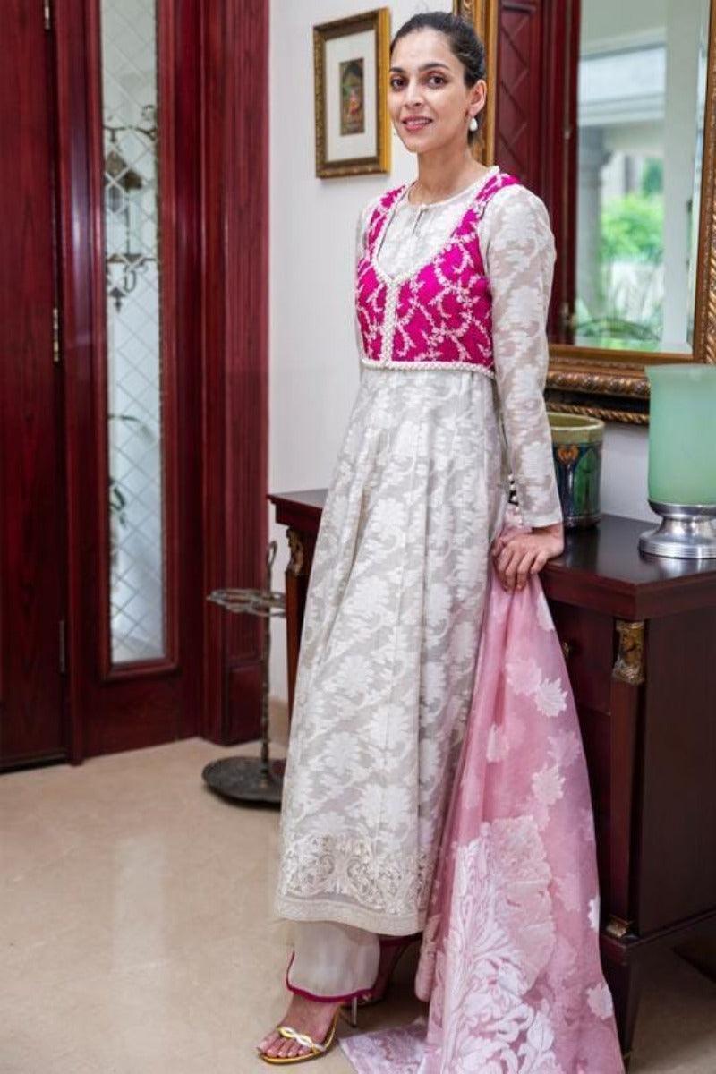 Irum Ghani Trends - Blush Pink Pashvwas - 2 Piece - Organza