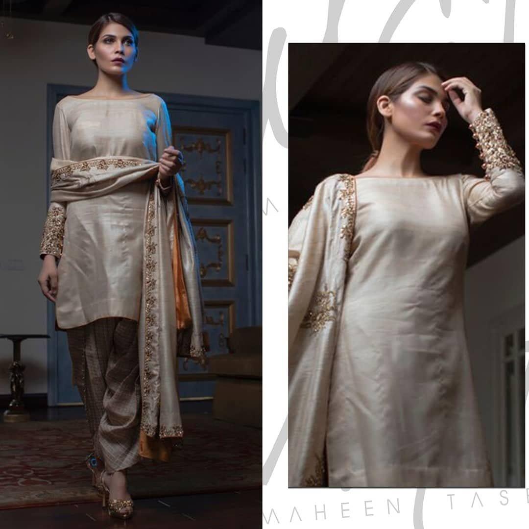 Irum Ghani Trends - Raw Silk Shirt & Trousers With Shawl
