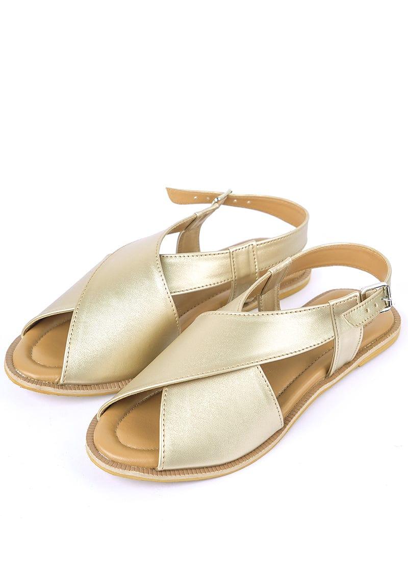 JootiShooti - Plain Gold Peshawari Chappal