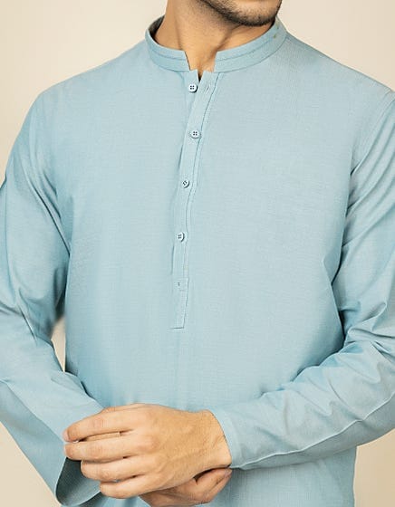 Junaid Jamshed | SKY BLUE BLENDED KURTA