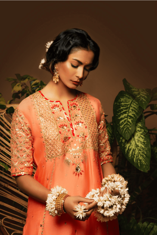 Sanam Chaudhri - Coral Orange Kora Silk 3 Piece - Studio by TCS