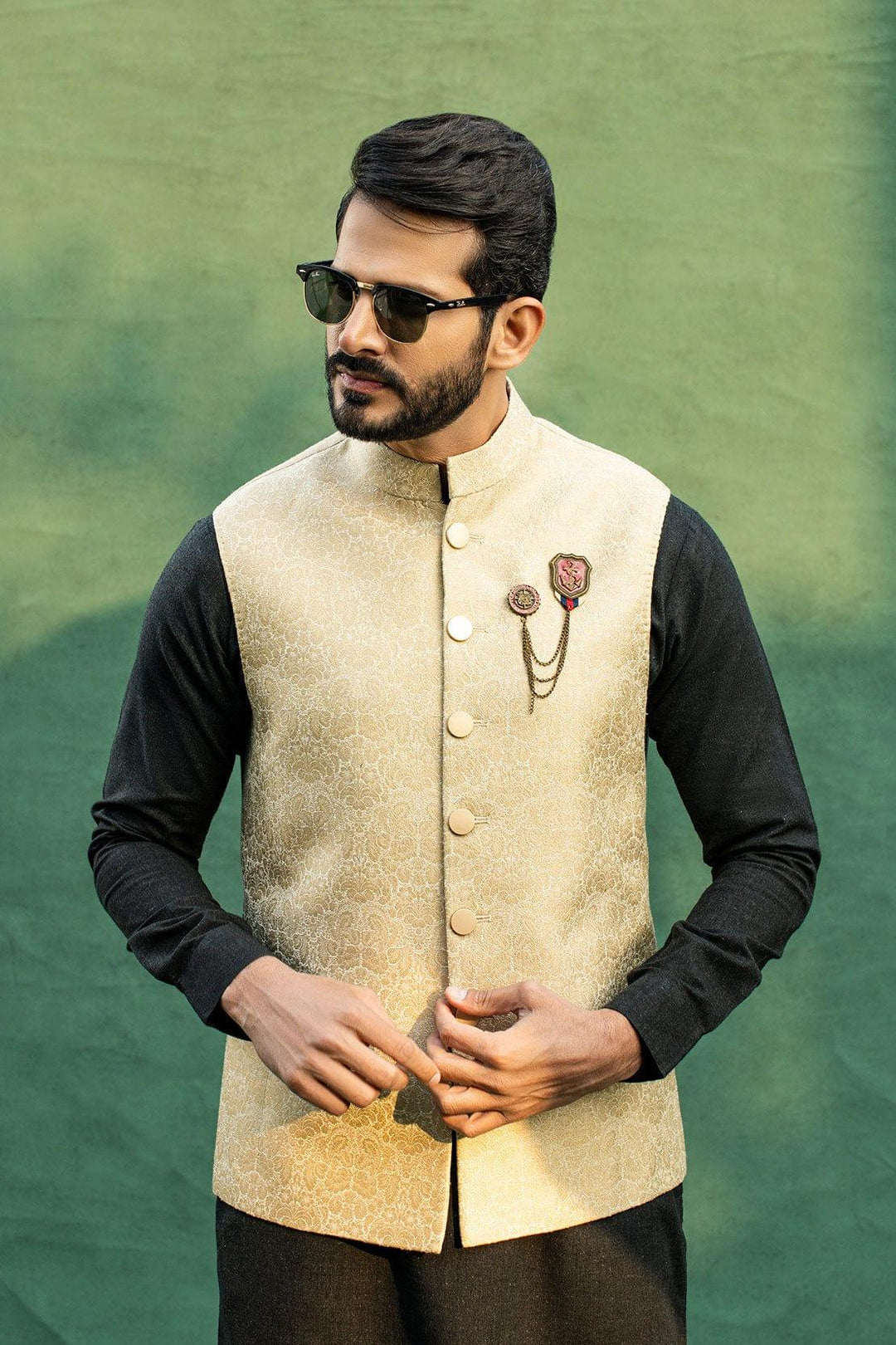 Leon Man - BEIGE FLORAL Waistcoat - 1 Piece